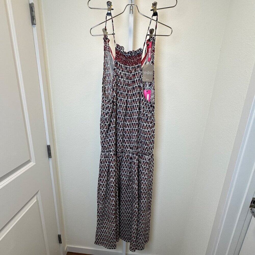 Tracy Reese Women Indigo Ruby Silk Smocked Halter Midi Dress Size M NWT - Picture 3 of 12